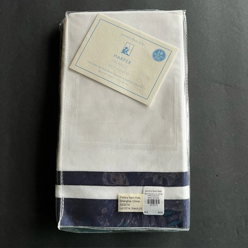 Pottery Barn Kids Harper Valance Navy White 44” x 18” Coastal New